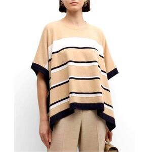 Peserico Women's Striped Chain-Trim Handkerchief Cape Size 4